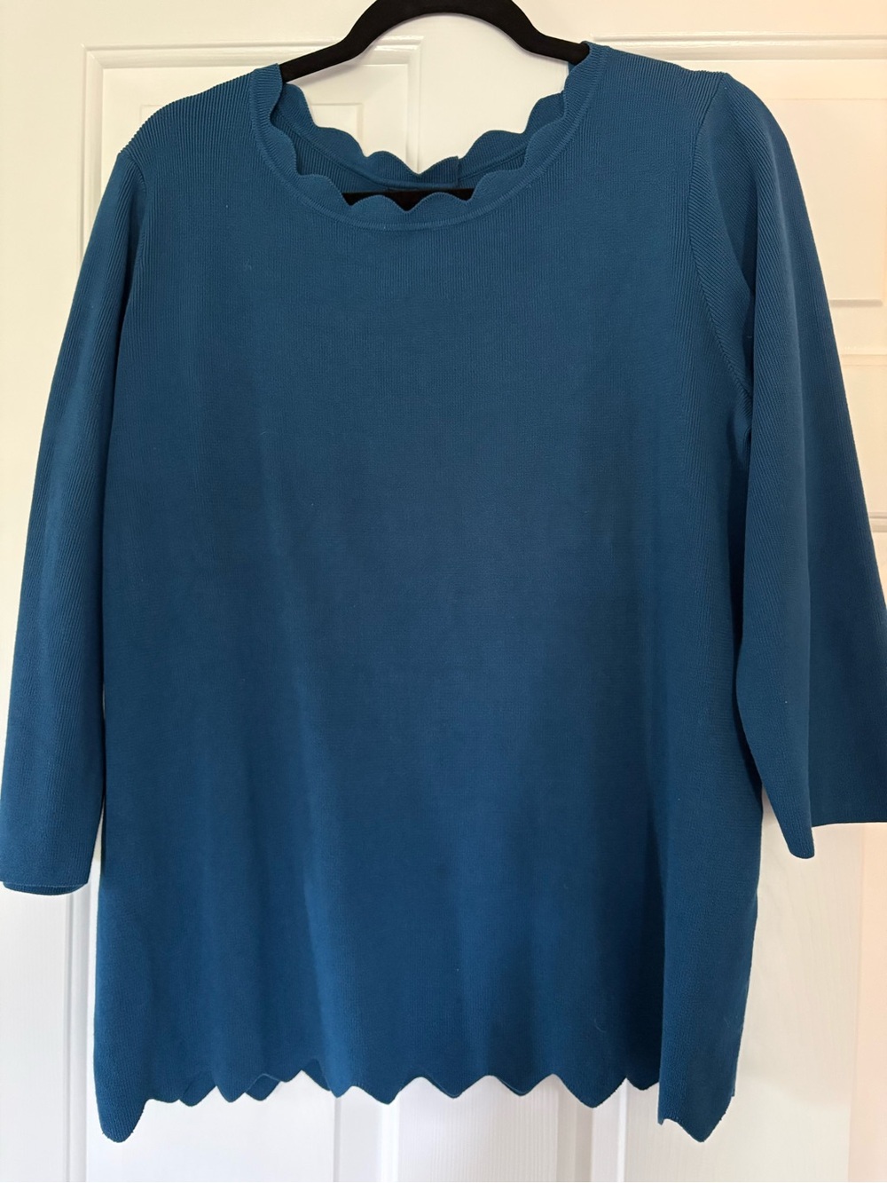 Teal Scalloped Edge Knit Top 1x
